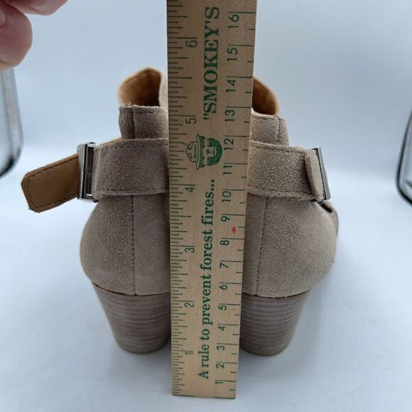 Franco Sarto Tan Leather Heeled Buckled Ankle Booties 6 - Picture 5 of 11
